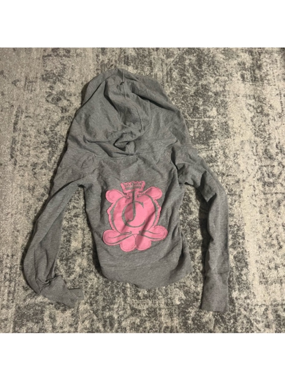 Juicy Couture Gray Hoodie with Pink Crest Logo